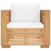 vidaXL Fauteuil de jardin avec coussins cr&egrave;me Bois de teck massif
