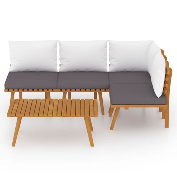vidaXL Salon de jardin 5 pcs avec coussins Bois d'acacia solide