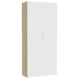 vidaXL Armoire de rangement blanc et ch&ecirc;ne sonoma bois d'ing&eacute;nierie