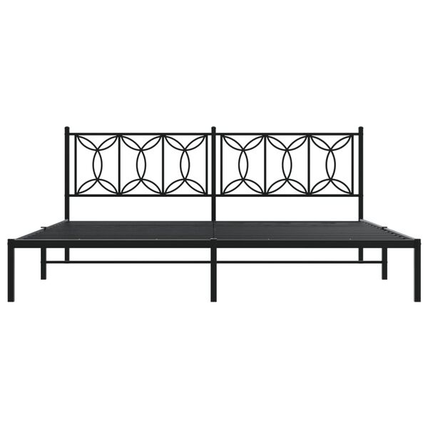 vidaXL Cadre de lit m&eacute;tal sans matelas avec t&ecirc;te de lit noir 193x203cm