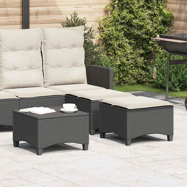 vidaXL Tabourets jardin coussins 2 pcs noir 55x55x36 cm r&eacute;sine tress&eacute;e
