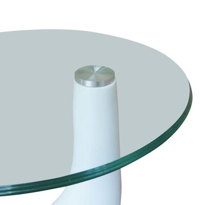 vidaXL Table basse et dessus de table Verre rond Blanc brillant 2 pcs