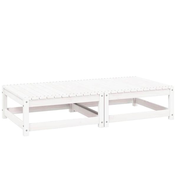 vidaXL Repose-pieds de jardin avec coussins lot de 2 Blanc Bois de pin