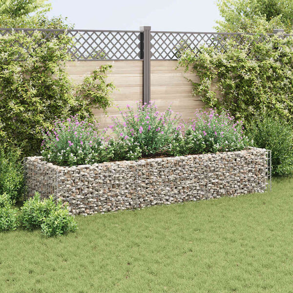 vidaXL Lit sur&eacute;lev&eacute; &agrave; gabion Acier 270x90x50 cm