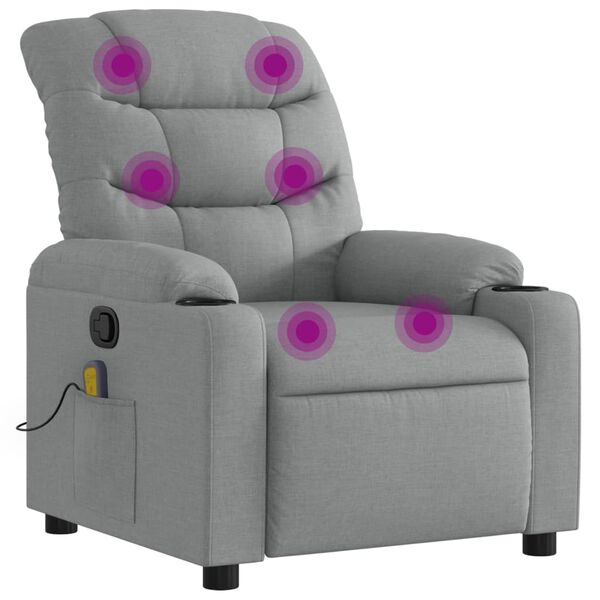 vidaXL Fauteuil de massage inclinable gris clair tissu