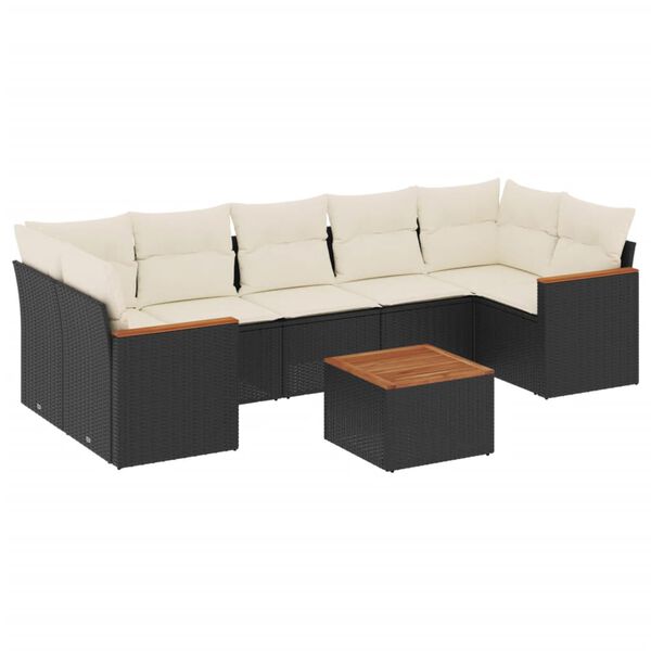 vidaXL Salon de jardin 8 pcs avec coussins noir r&eacute;sine tress&eacute;e