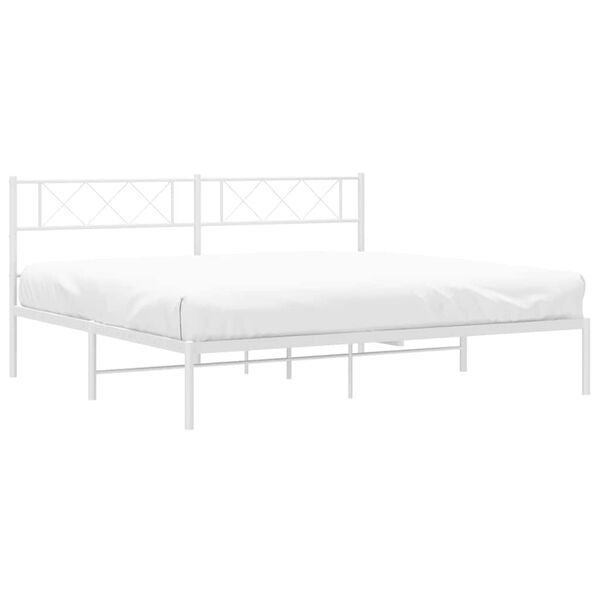 vidaXL Cadre de lit m&eacute;tal sans matelas et t&ecirc;te de lit blanc 193x203 cm