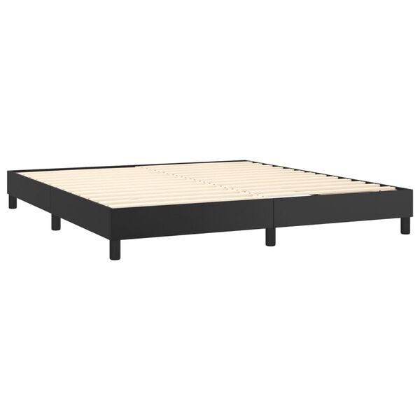 vidaXL Sommier à lattes de lit et matelas noir 183x213 cm similicuir