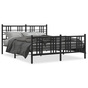 vidaXL Cadre de lit m&eacute;tal sans matelas avec pied de lit noir 150x200cm