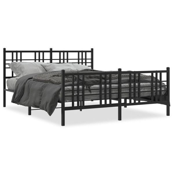 vidaXL Cadre de lit m&eacute;tal sans matelas avec pied de lit noir 150x200cm