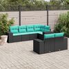 vidaXL Salon de jardin 7 pcs avec coussins noir r&eacute;sine tress&eacute;e