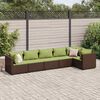 vidaXL Salon de jardin 6 pcs avec coussins Marron R&eacute;sine tress&eacute;e
