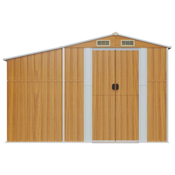 vidaXL Abri de jardin marron 277x93x179 cm acier galvanis&eacute;