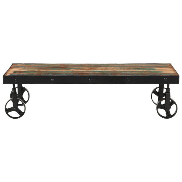 vidaXL Table basse roulettes bois de récupération massif 100x55x26 cm