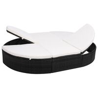 vidaXL Lit de repos d'extérieur avec coussin Résine tressée Noir