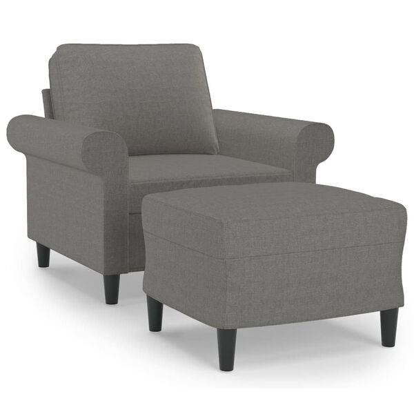 vidaXL Fauteuil avec repose-pied Gris fonc&eacute; 60 cm Tissu