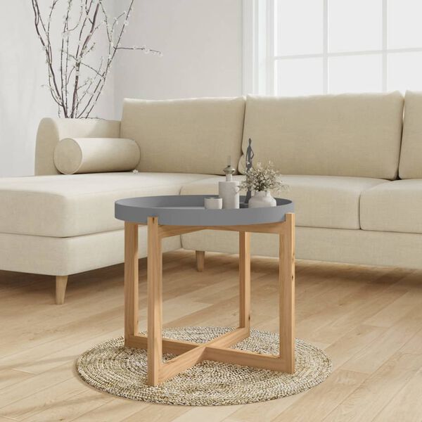 vidaXL Table basse Gris 53x53x43,5 cm Bois d'ingénierie et pin massif