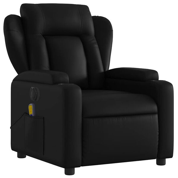 vidaXL Fauteuil inclinable de massage &eacute;lectrique noir similicuir
