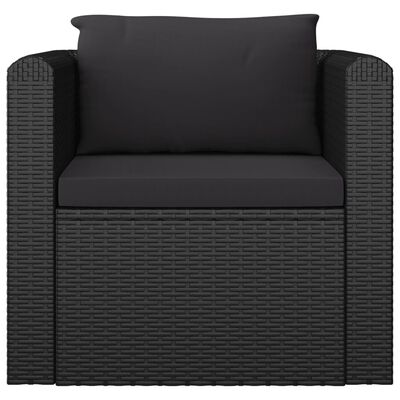 vidaXL Salon de jardin 7 pcs avec coussins Résine tressée Noir