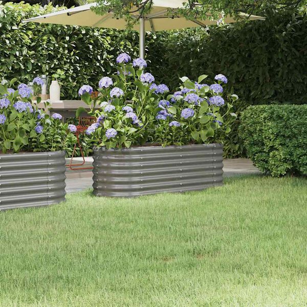 vidaXL Lit sur&eacute;lev&eacute; de jardin Acier galvanis&eacute; 114x40x36 cm gris