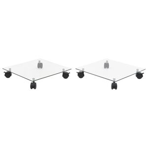 vidaXL Support carr&eacute; pour plantes 2 pcs Verre tremp&eacute; 35 x 35 cm