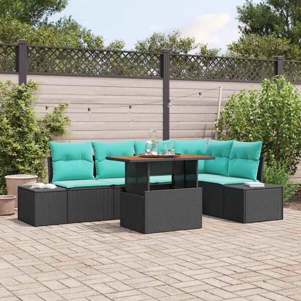 vidaXL Ensemble de canap&eacute; de jardin 6 pcs Noir et Sarcelle