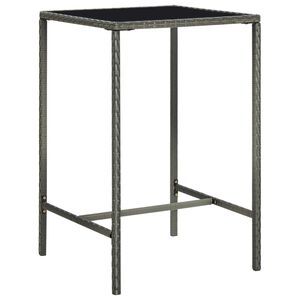 vidaXL Table de bar de jardin Gris 70x70x110cm R&eacute;sine tress&eacute;e et verre