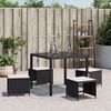 vidaXL Tabourets de jardin et coussins lot de 4 noir 40x40x35 cm rotin