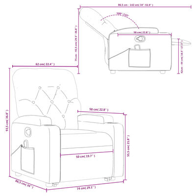 vidaXL Fauteuil inclinable de massage crème similicuir