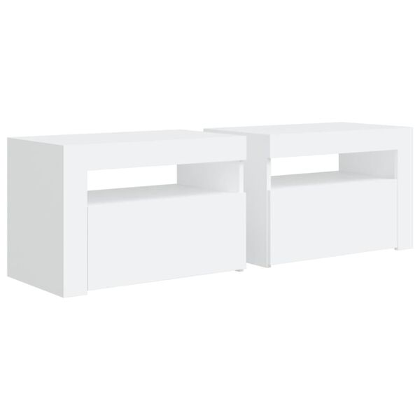 vidaXL Tables de chevet 2 pcs avec LED Blanc 60x35x40 cm