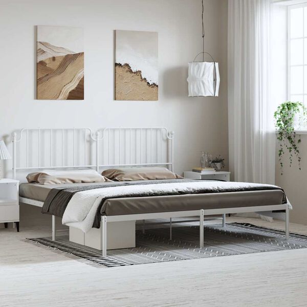 vidaXL Cadre de lit métal sans matelas et tête de lit blanc 183x213 cm