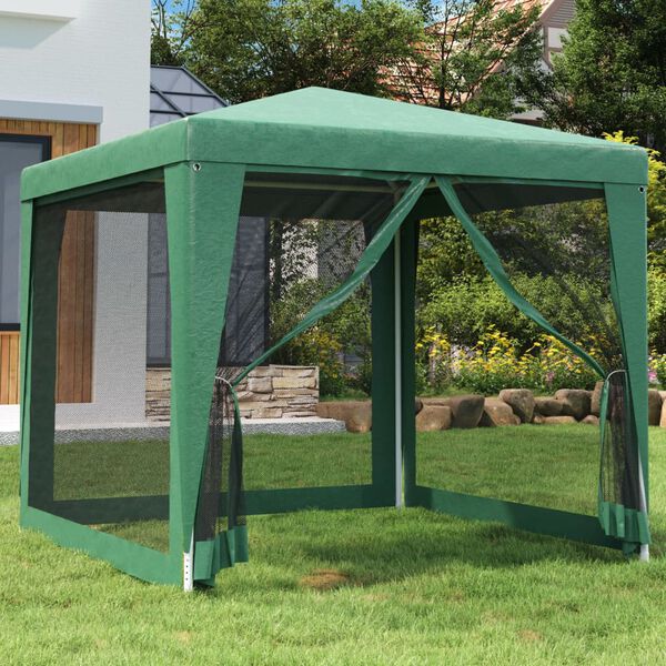 vidaXL Tente de f&ecirc;te avec 4 parois lat&eacute;rales en maille Vert 2.5x2.5 m