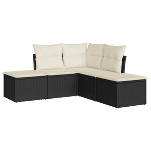 vidaXL Salon de jardin 5 pcs avec coussins noir r&eacute;sine tress&eacute;e