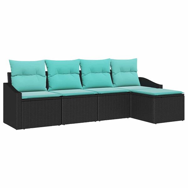 vidaXL Ensemble de Canap&eacute;s avec coussin 5 pcs Noir polyrotin