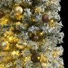 vidaXL Sapin de No&euml;l mince avec 300 LED boules et neige floqu&eacute;e 270 cm
