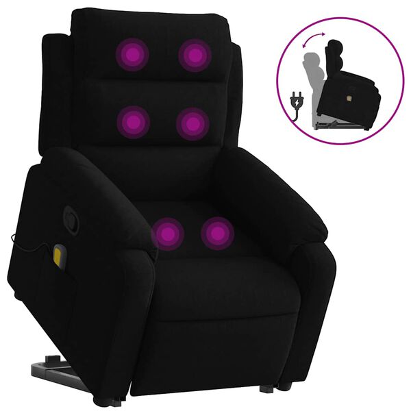 vidaXL Fauteuil inclinable de massage noir velours