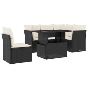 vidaXL Salon de jardin 6 pcs avec coussins noir r&eacute;sine tress&eacute;e