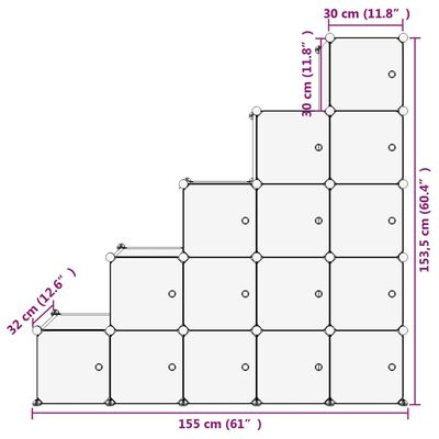 vidaXL Cubes de rangement 15 pcs avec portes Transparent PP