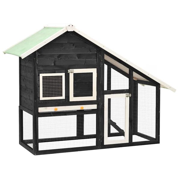 vidaXL Clapier Gris et blanc 140x63x120 cm Bois de sapin massif