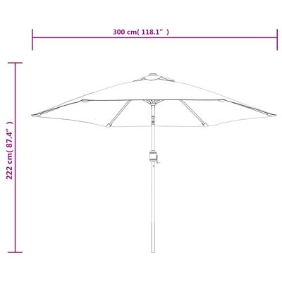 vidaXL Parasol d'extérieur avec poteau en métal 300 cm Anthracite