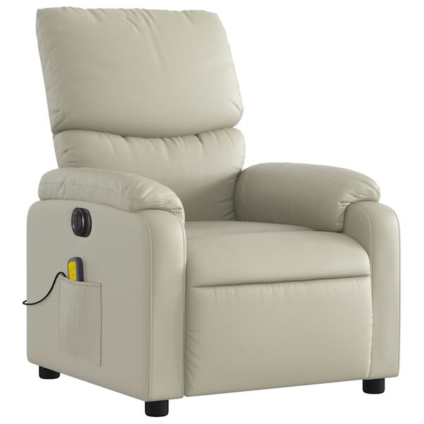 vidaXL Fauteuil inclinable de massage électrique crème similicuir