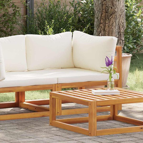 vidaXL Canap&eacute; d'angle sectionnel et coussin blanc cr&egrave;me Bois d'acacia