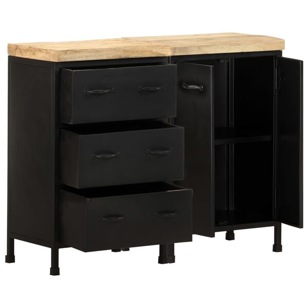 vidaXL Buffet avec 3 tiroirs et 2 portes Bois de manguier brut