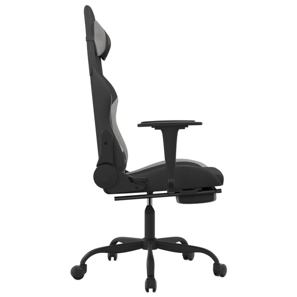 vidaXL Chaise de jeu avec repose-pied Noir et gris clair Tissu