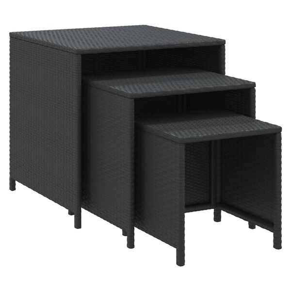 vidaXL Tables gigognes 3 pcs noir résine tressée
