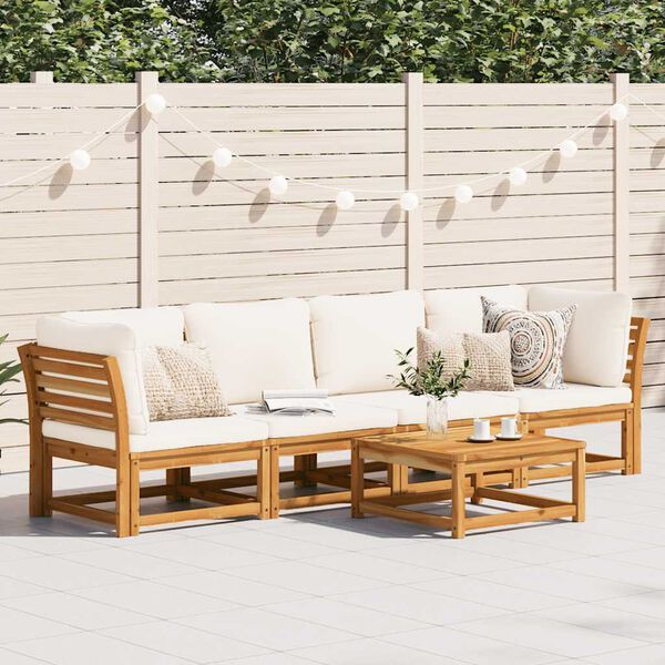 vidaXL Salon de jardin 4 pcs avec coussins Bois d'acacia solide
