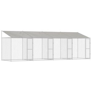 vidaXL Cage pour chien Argent 800 x 200 x 256 cm Acier galvanis&eacute;