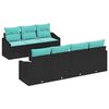 vidaXL Ensemble de Canap&eacute;s 8 pcs Noir et turquoise polyrotin