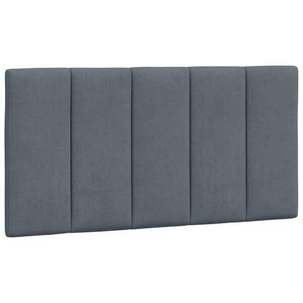 vidaXL Coussin de t&ecirc;te de lit Hanko gris fonc&eacute; 100 cm velours