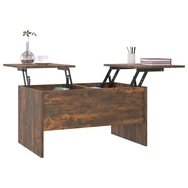 vidaXL Table basse ch&ecirc;ne fum&eacute; 80x50x42,5 cm bois d'ing&eacute;nierie